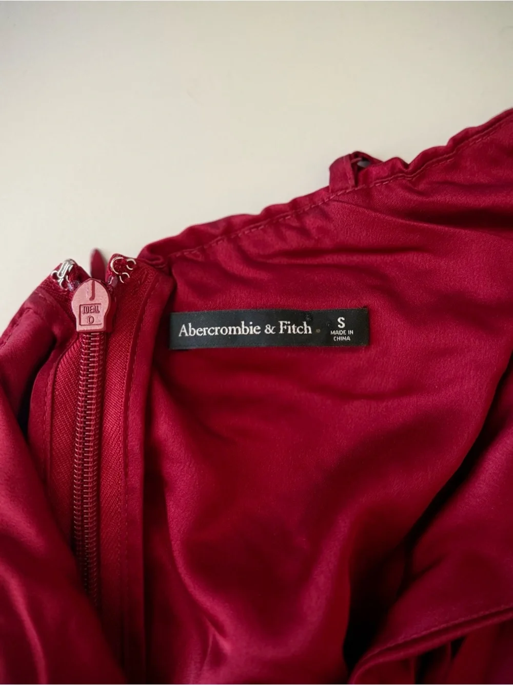 Abercrombie & Fitch Red Ruched Maxi Dress